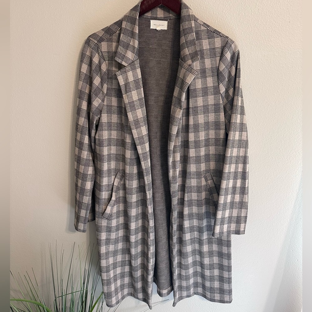 Melloday Open Face Houndstooth Patterned Coat M - image 2